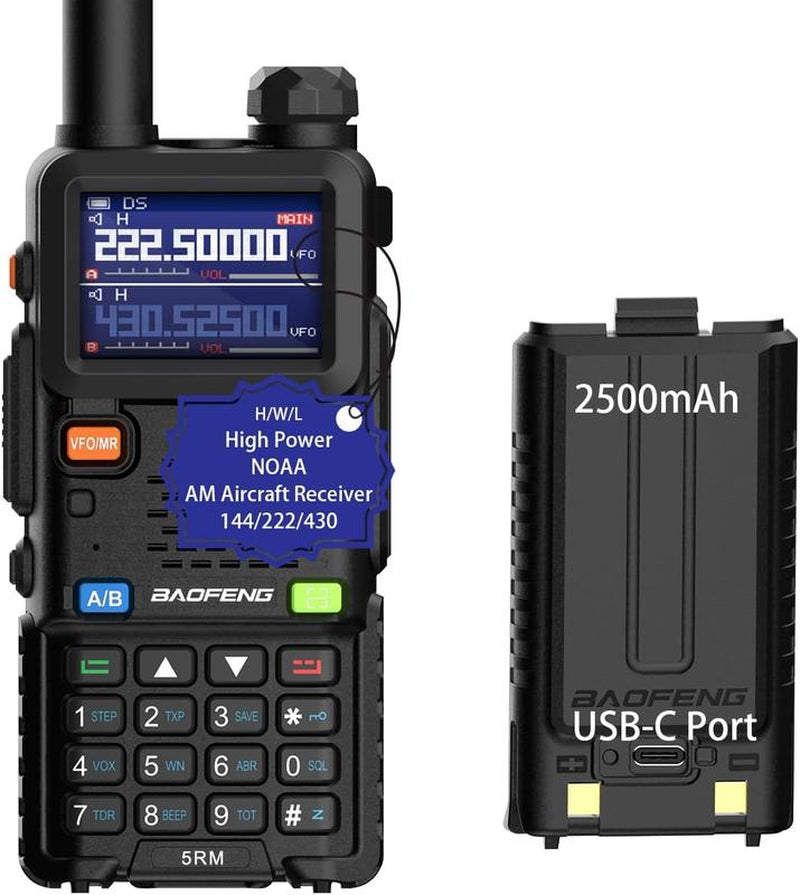 Baofeng Radio 5RH, Handheld Walkie Talkie Radio, 10W Ham Radio Long Range, Rechargeable Handheld Two Way Radio(Upgrade of UV-5R), NOAA, 999CH, Copy Frequency, Audio Electronic Gadgets