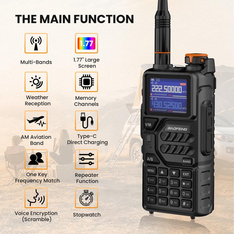 Baofeng Radio 5RH, Handheld Walkie Talkie Radio, 10W Ham Radio Long Range, Rechargeable Handheld Two Way Radio(Upgrade of UV-5R), NOAA, 999CH, Copy Frequency, Audio Electronic Gadgets