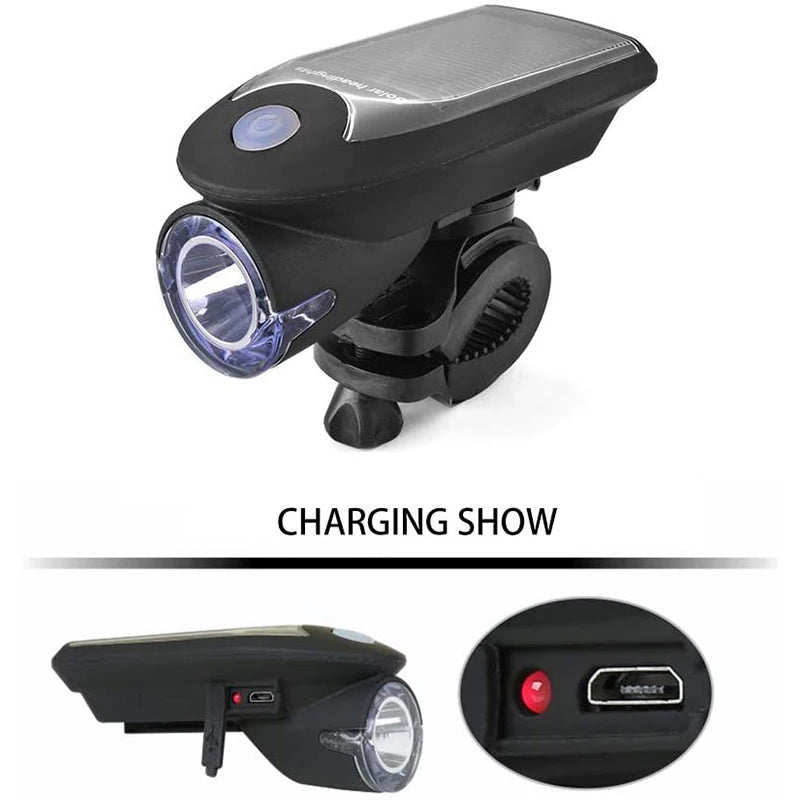 Bike Front Lights Night Riding Bicycle Taillight Solar Energy Light Outdoor Waterproof Safety Warning Lights Lamp MTB Cycling