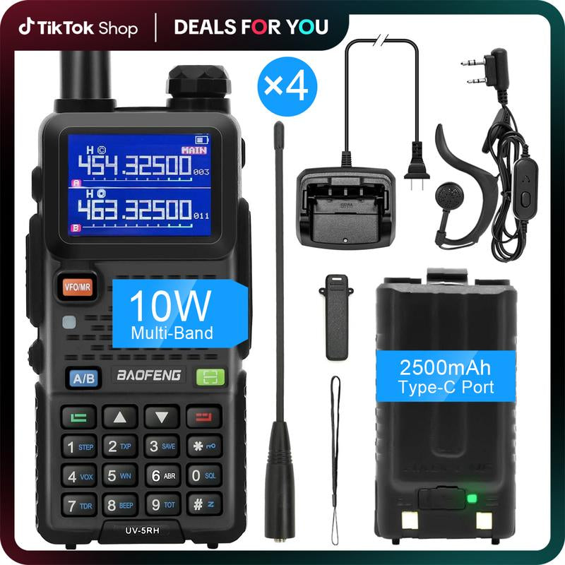 Baofeng Radio 5RH, Handheld Walkie Talkie Radio, 10W Ham Radio Long Range, Rechargeable Handheld Two Way Radio(Upgrade of UV-5R), NOAA, 999CH, Copy Frequency, Audio Electronic Gadgets