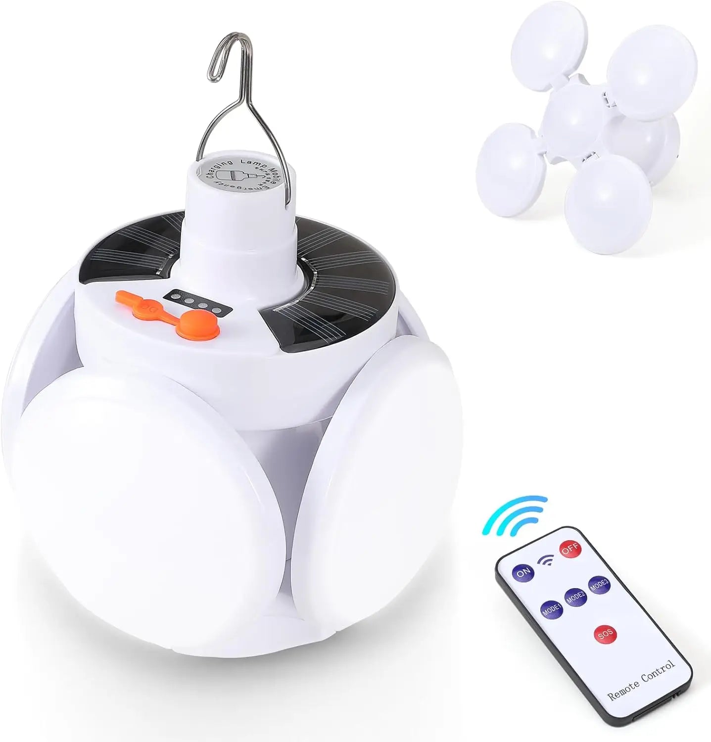 Folding Solar Camping Lantern Led Rechargeable Outdoor Hanging Tent Lamp Solar/Usb Portable LED Bulbs with Hook Emergency Lights