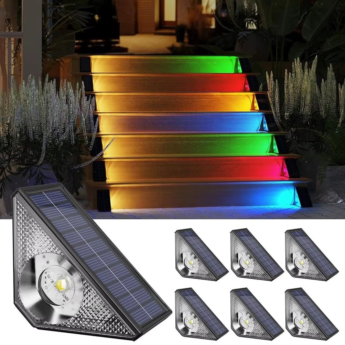 LED Solar Step Lights Warm RGB Solar Outdoor Lights Waterproof Outdoor Stair Lights Outdoor Garden Lights Solar Lamp Outdoor