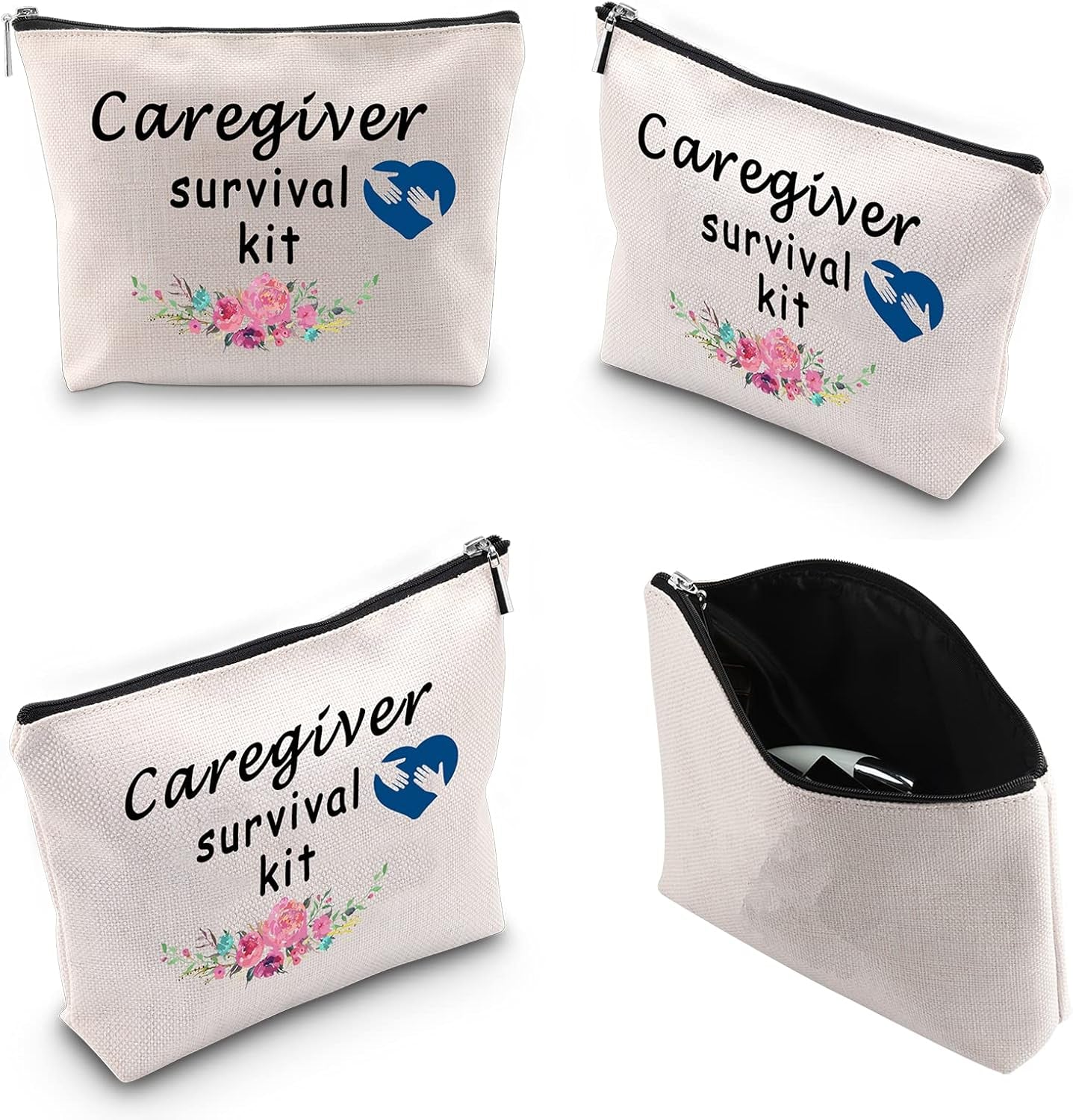 Caregiver Survival Kit Zipper Pouch Makeup Bag Gift for Babysitter Nanny Daycare Nurse Caretakers (Caregiver Survival)