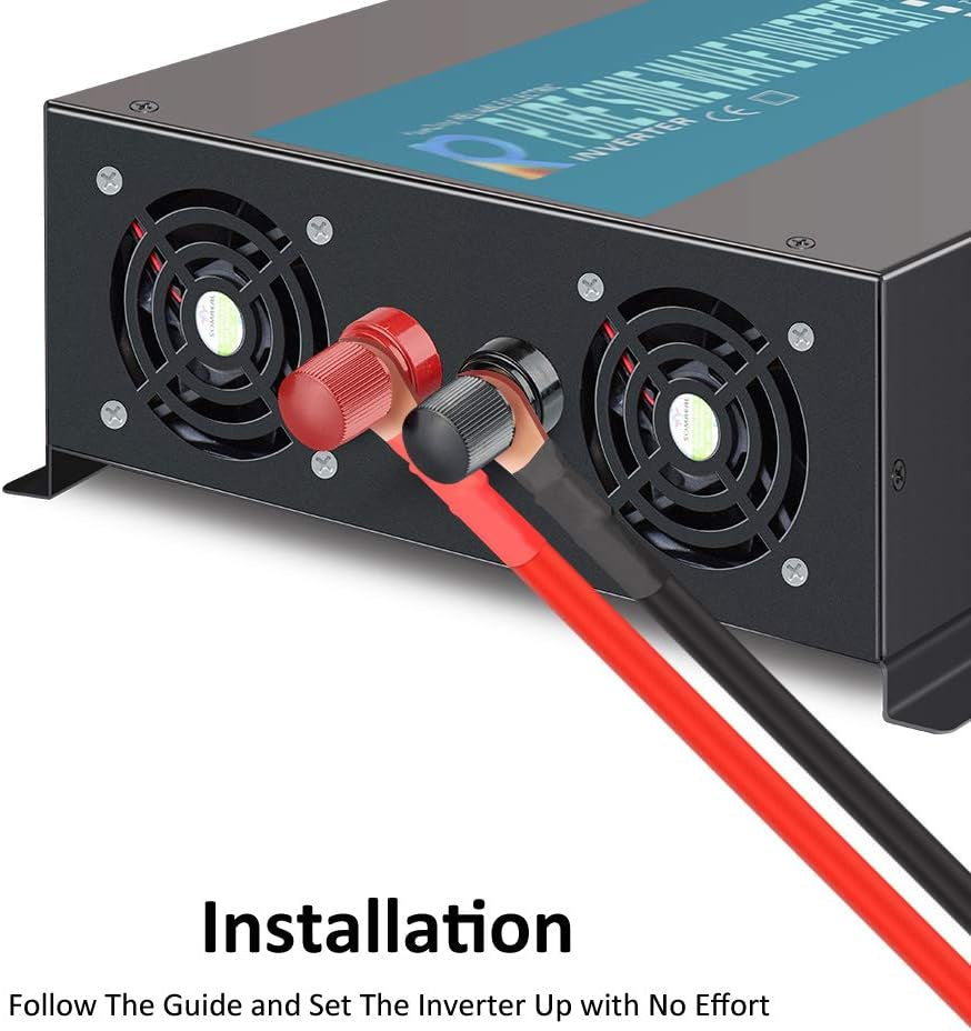 1000W Pure Sine Wave Solar Power Inverter 24V 120V 60Hz Power Converter LED Display DC to AC Power Generator with Wireless 100Ft Remote Controller