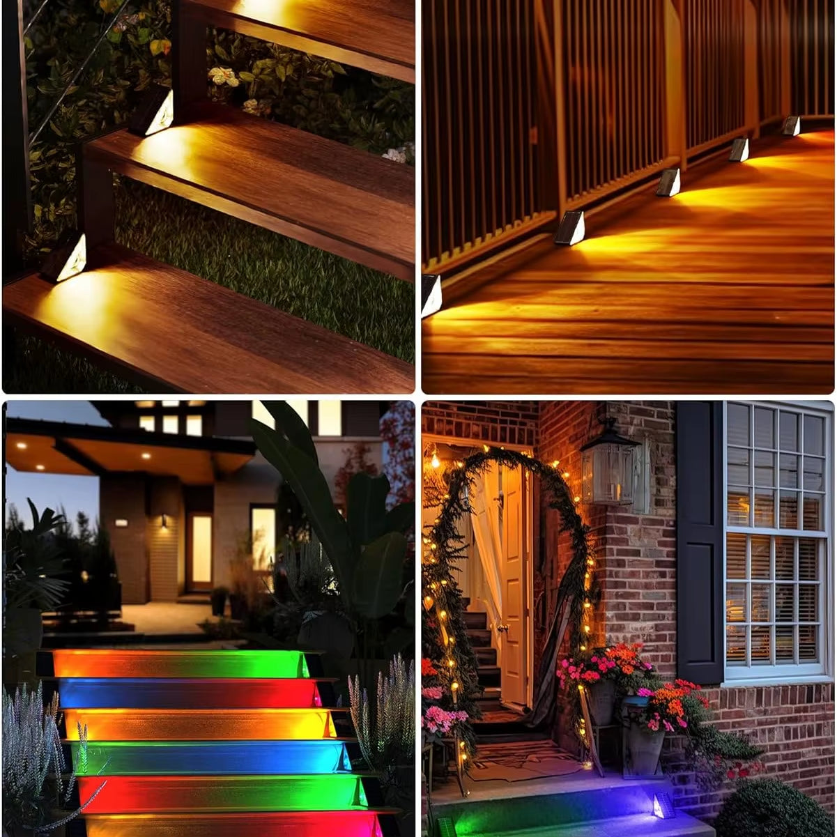 LED Solar Step Lights Warm RGB Solar Outdoor Lights Waterproof Outdoor Stair Lights Outdoor Garden Lights Solar Lamp Outdoor