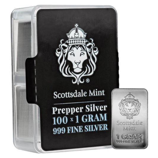 100 X 1 Gram Silver Bars - Prepper Silver .999 Silver Bullion Bars #A614