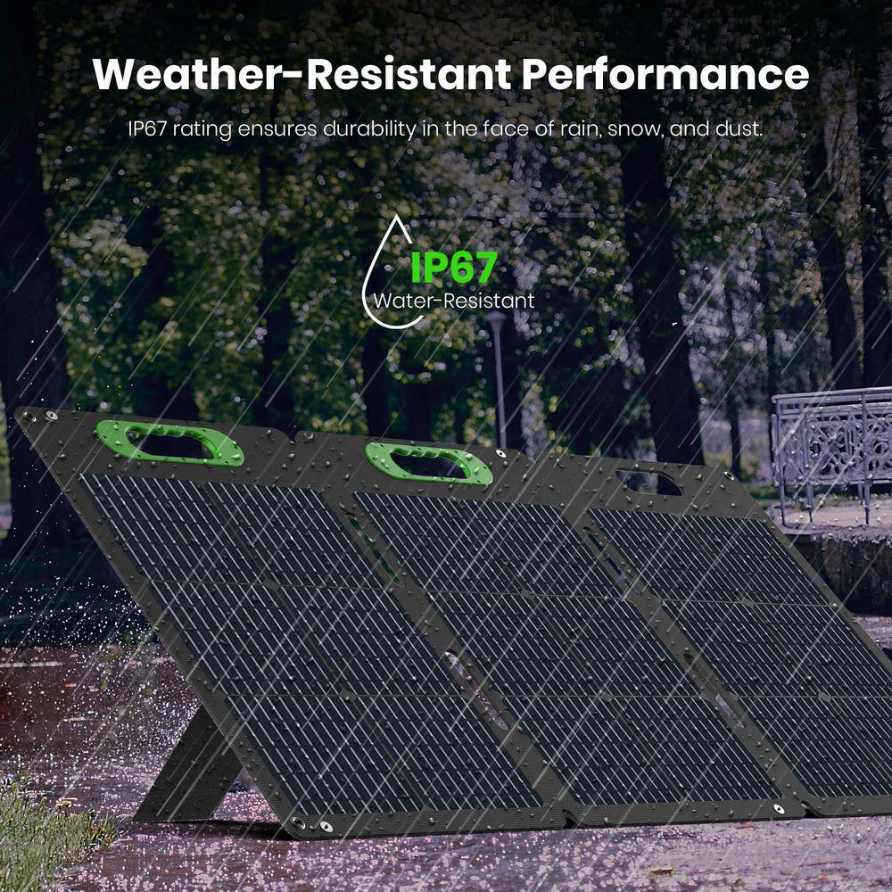 Foldable 100W Monocrystalline Portable Solar Panel for Electric Solar Generators, Water-Resistant IP67, Off-Grid