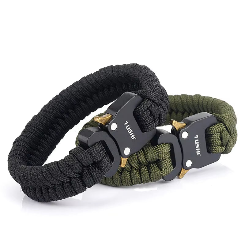 Quick Unlock Outdoor Survival Bracelet 26 Cm Wearproof Woven Hand Rope Field Survival Tool Adjustable Bracelet Unisex