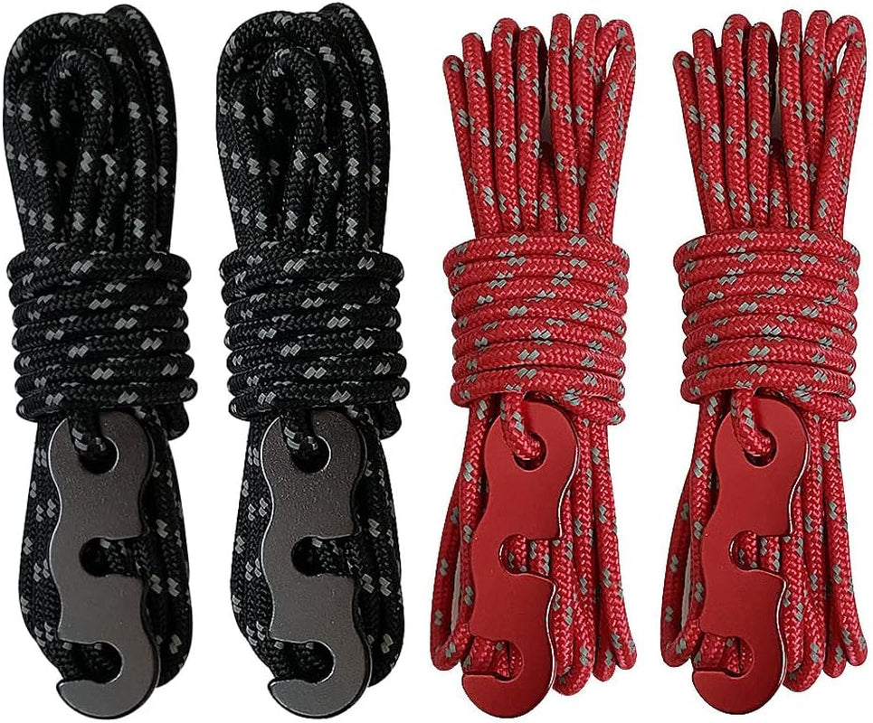 Tent Wind Ropes with Tensioners Cord Adjuster, 8Pcs 13Ft Reflective Rope for Camping, Hiking, Canopy Shelter, Outdoor Activity(Yellow)