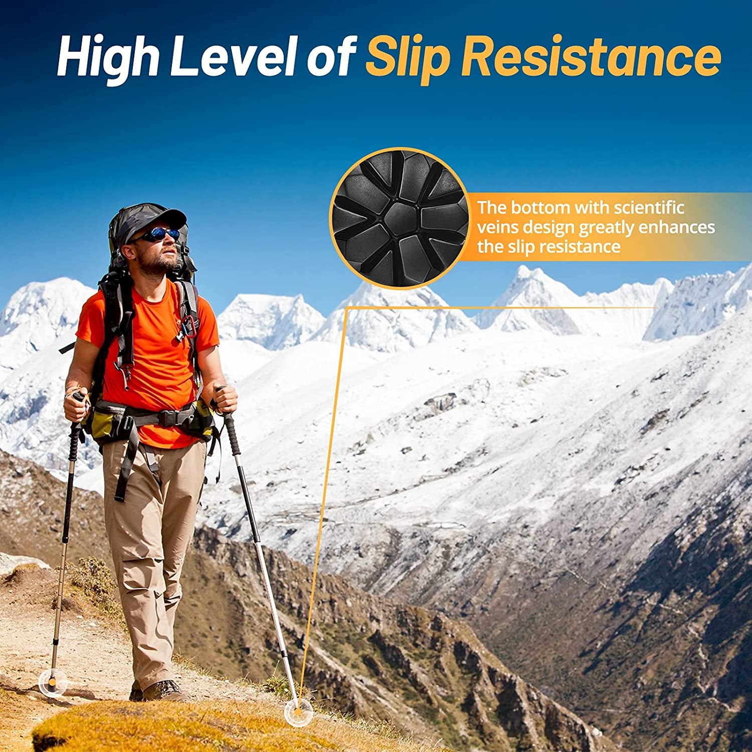 Rubber Tips for Trekking Poles - Hiking Poles Accessories, Caps Ends Replacement Pole Tip Protectors Fits Most Standard Trekking Poles with 11Mm/12Mm Hole Diameter (2 Pack)