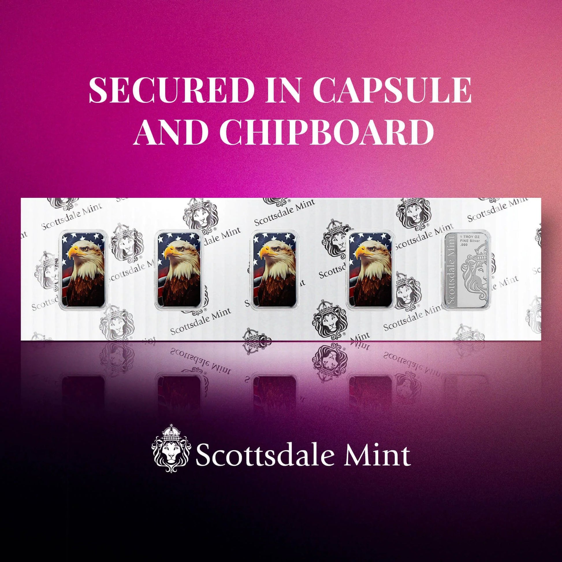 1 Oz Silver Americana Patriotic Bald Eagle Color Silver Bar .999 Fine Silver