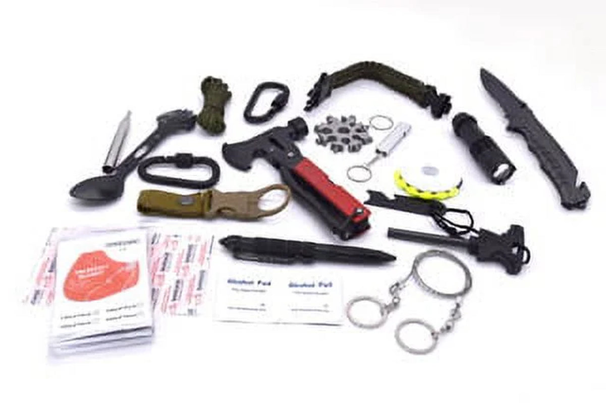 Survival Tool Kit – First Aid Gear Tool | Emergency Compatible Bag Equipment for Outdoor Adventure, Hunting, Hiking | Gift for Men, Husband, Father | Camping Tools & Accessories