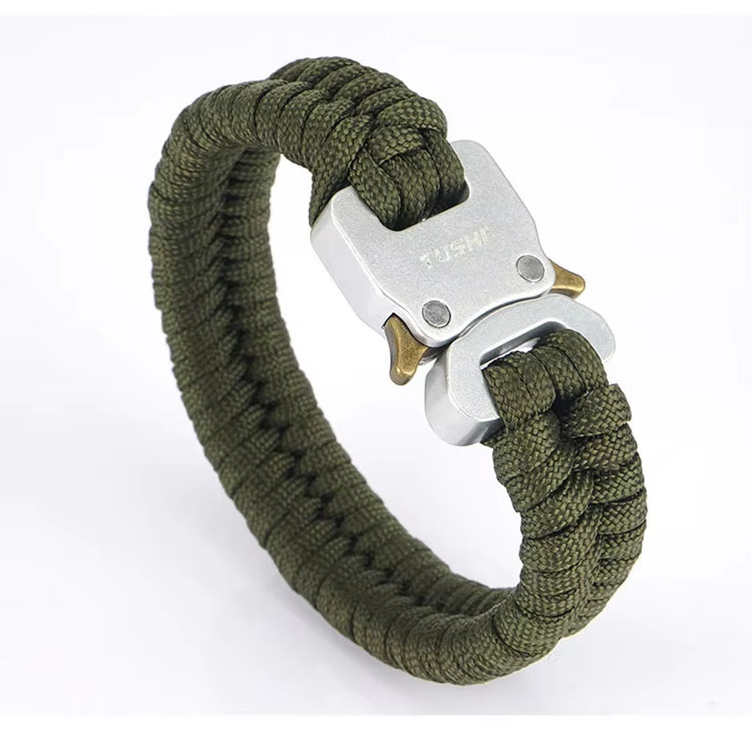 Quick Unlock Outdoor Survival Bracelet 26 Cm Wearproof Woven Hand Rope Field Survival Tool Adjustable Bracelet Unisex