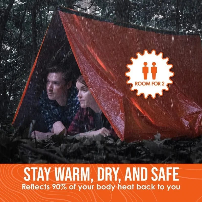 Life Tent Emergency Survival Shelter 2 Person Emergency Tent 2.4*1.5M Survival Tent Emergency Shelter with Whistle & Paracord