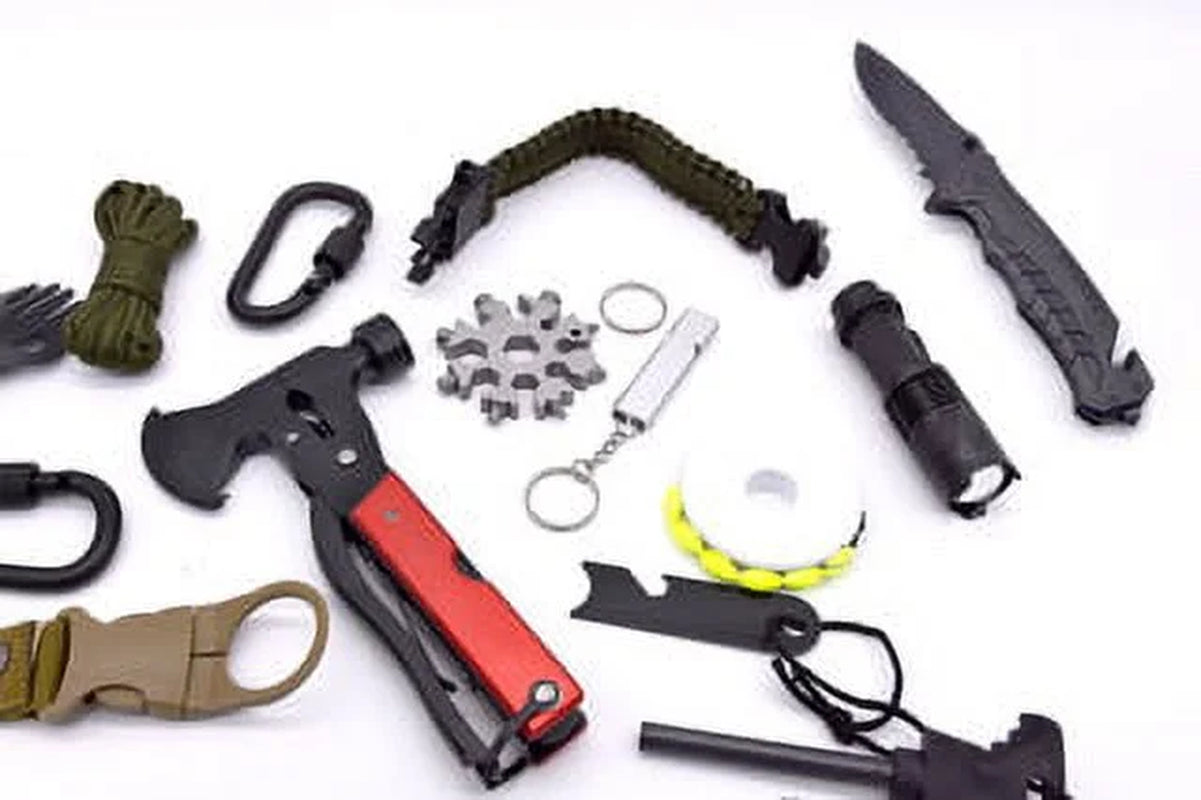 Survival Tool Kit – First Aid Gear Tool | Emergency Compatible Bag Equipment for Outdoor Adventure, Hunting, Hiking | Gift for Men, Husband, Father | Camping Tools & Accessories