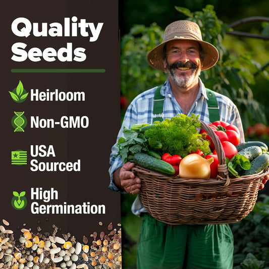 10 Variety Vegetable – 2,000+ 𝗡𝗢𝗡-𝗚𝗠𝗢 𝗨𝗦𝗔 Seeds(Kale, Lettuce, Tomato, Broccoli, Beans, Peas, Bell Peppers, Carrot, Cucumber, Radish) – Indoor & Outdoor Garden Survival Seeds