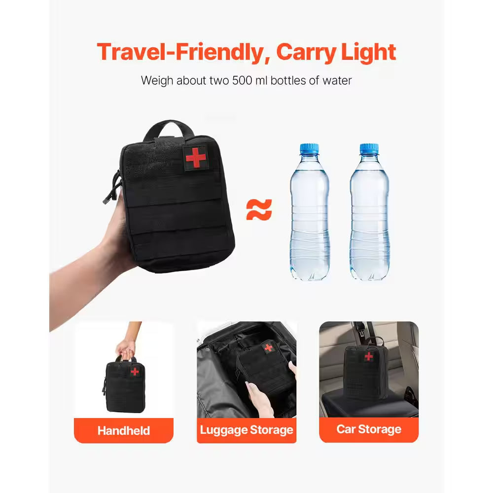 Survival First Aid Kit 250 Pieces 600 D Nylon Trauma First Aid Bag Survival Gear and Equipment Emergency Kits