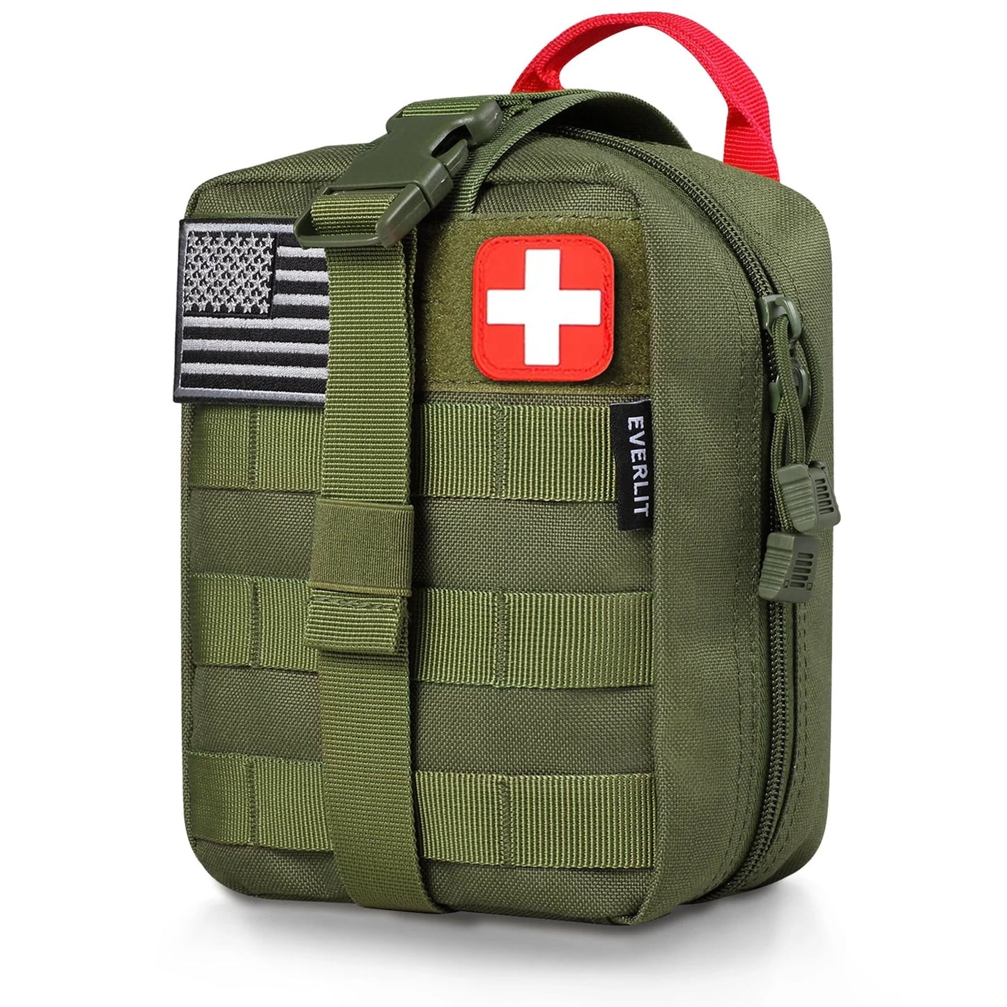 250 Pieces Survival First Aid Kit Molle Pouch Survival Kit Outdoor Gear Emergency Kits (OD Green)