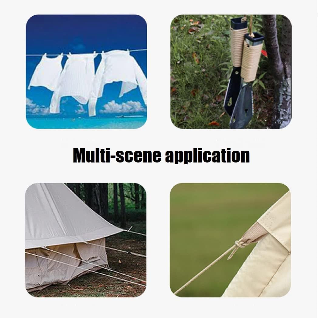 Tent Wind Ropes with Tensioners Cord Adjuster, 8Pcs 13Ft Reflective Rope for Camping, Hiking, Canopy Shelter, Outdoor Activity(Yellow)