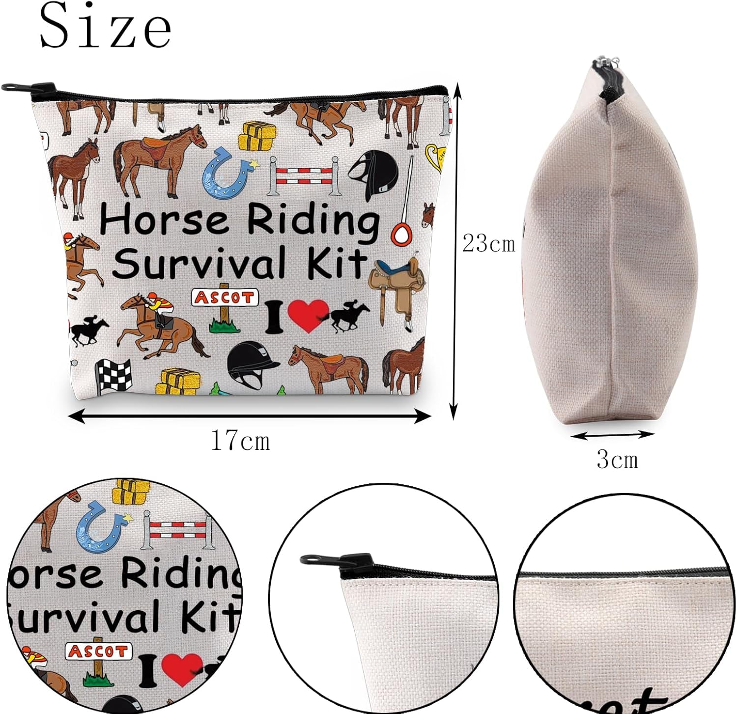 Horse Riding Cosmetic Bag Horse Riding Survival Kit Gift Horses Gift Equestrian Gift (Horse Riding Survival)