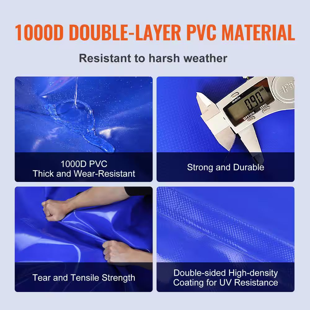 540 L/142.7Gal. Water Storage Bladder RV Water Tank, 1000D Blue PVC Collapsible Water Storage Containers, Large Capacity