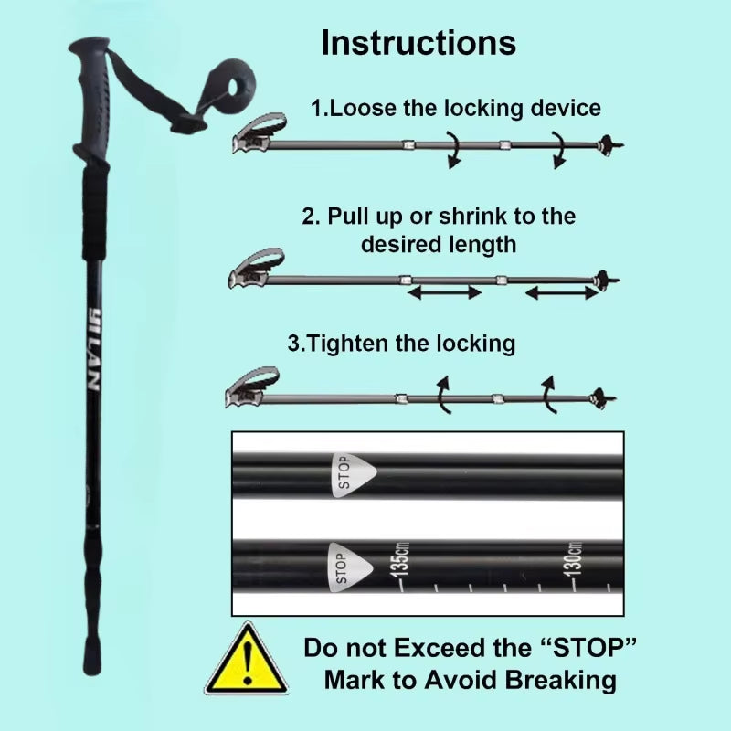 Hiking Trekking Poles, Collapsible,Lightweight, anti Shock, Hiking or Walking Sticks,Adjustable Hiking Pole for Men and Women