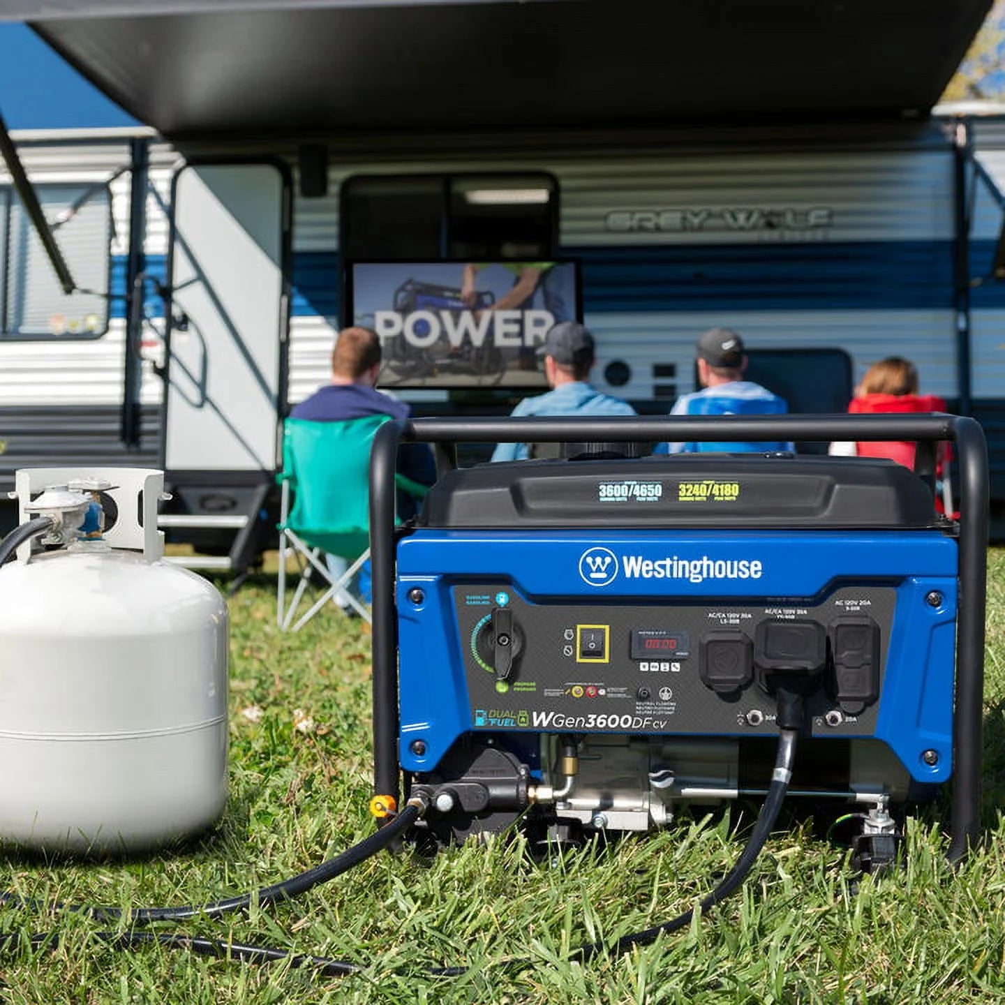 4650 Peak Watt Dual Fuel Portable Generator with RV Outlet and CO Sensor