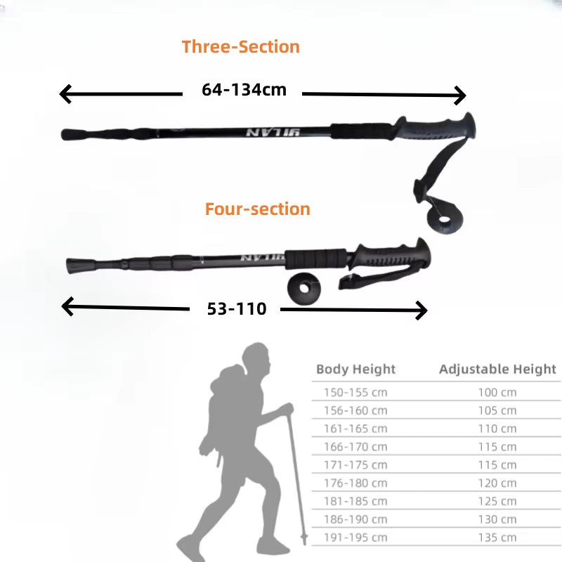 Hiking Trekking Poles, Collapsible,Lightweight, anti Shock, Hiking or Walking Sticks,Adjustable Hiking Pole for Men and Women