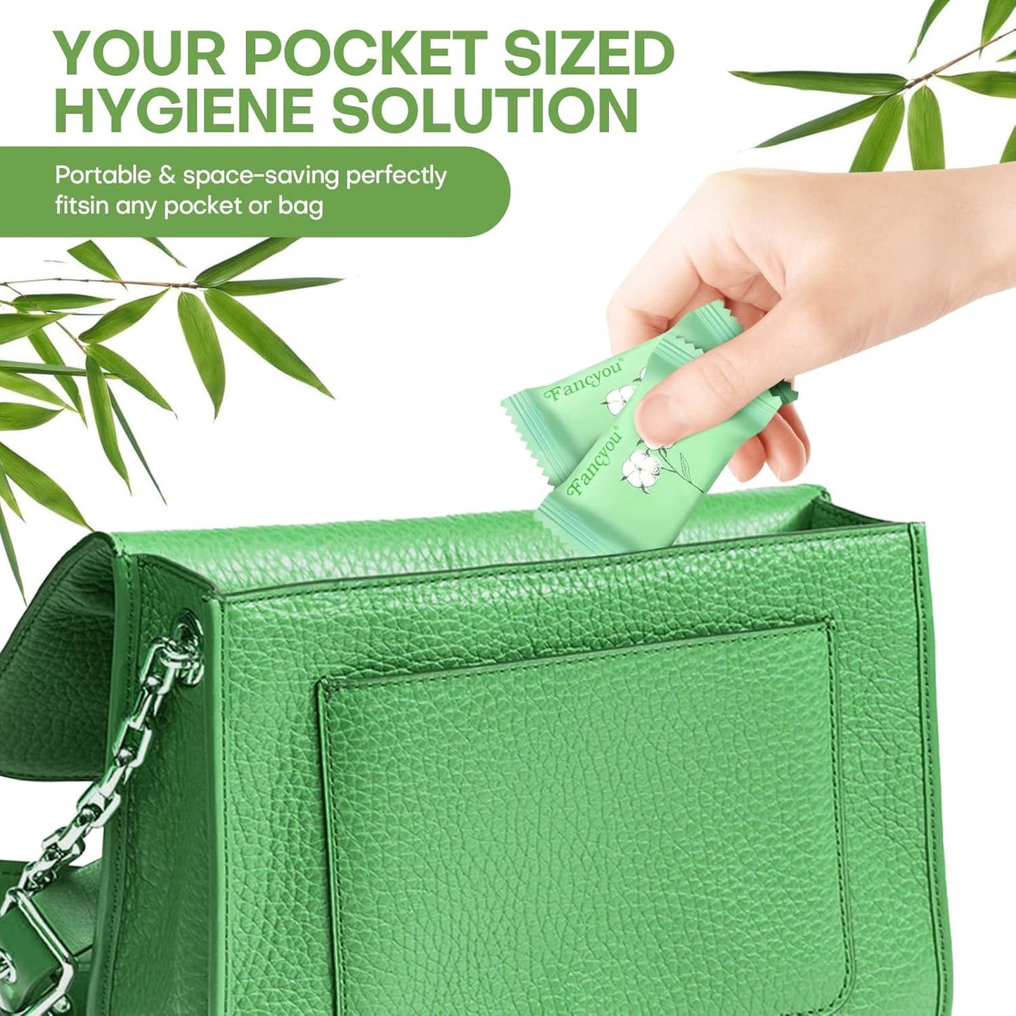 Disposable Face Towel Thicken 50 Pack Compressed Towel Tablets Reusable, Mini Disposable Facial Washcloths Compact Individually Wrapped Clean Towels for Travel Camping Beauty Home Gym (Green)