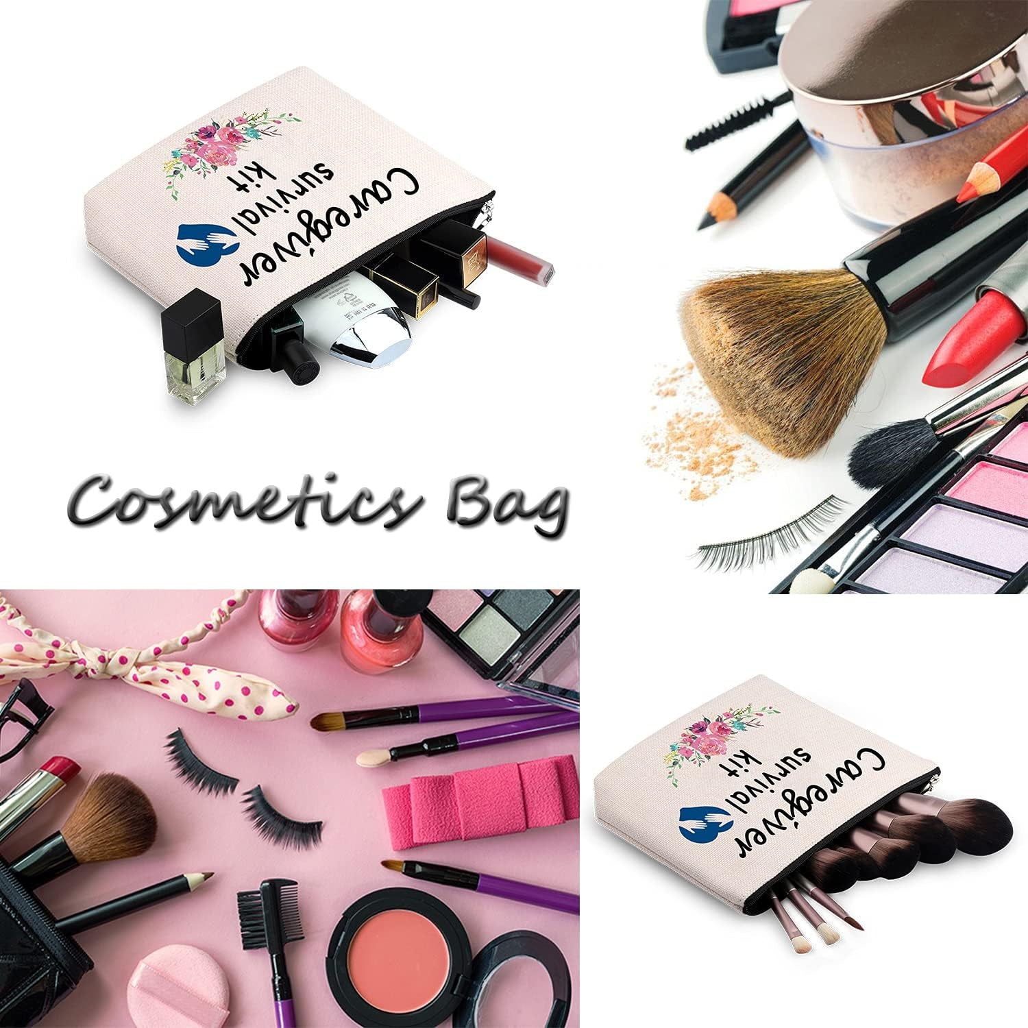 Caregiver Survival Kit Zipper Pouch Makeup Bag Gift for Babysitter Nanny Daycare Nurse Caretakers (Caregiver Survival)