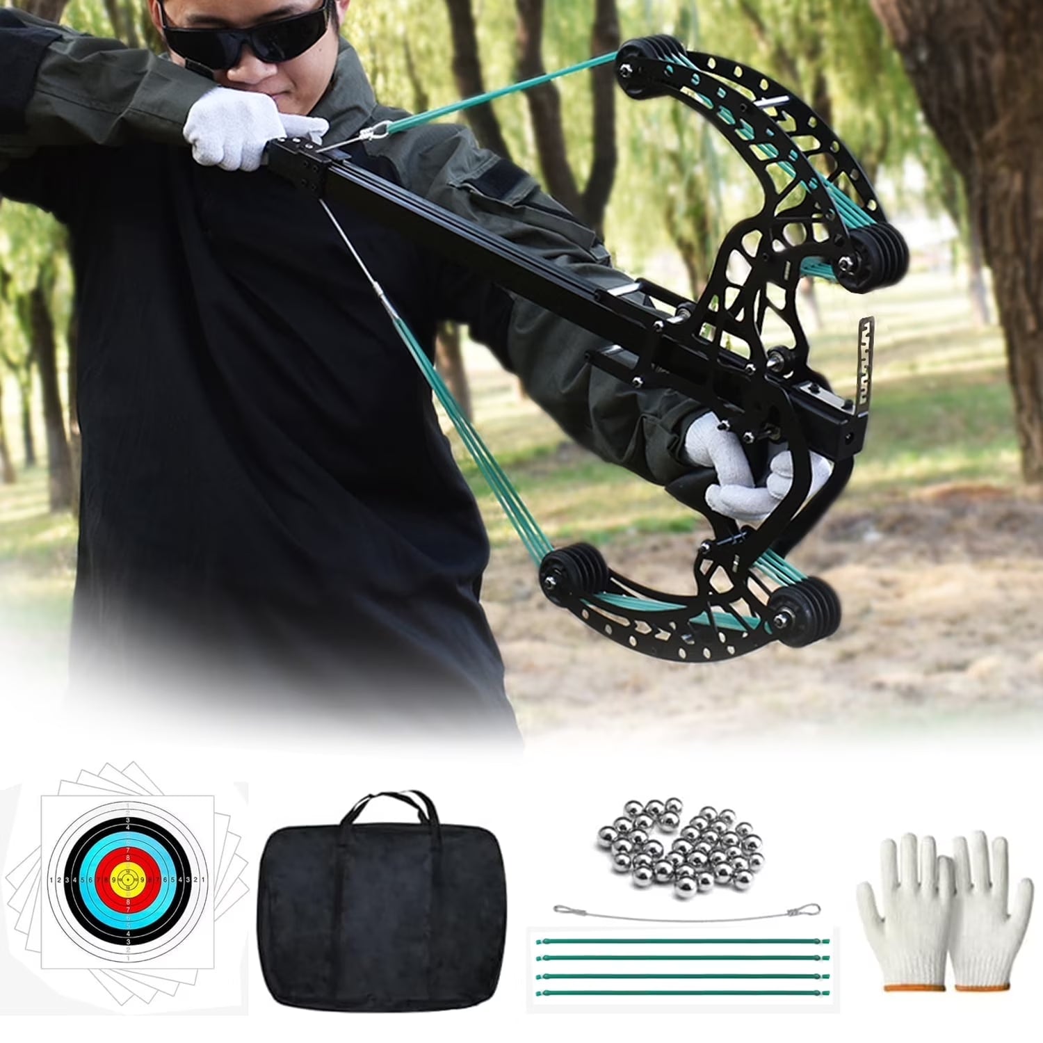 Hunting Bows for Adults, Ball Bearing Bow, Compound Bow Set That Shoots Steel Balls, Composite Pulley Bow with Continuous Shooting