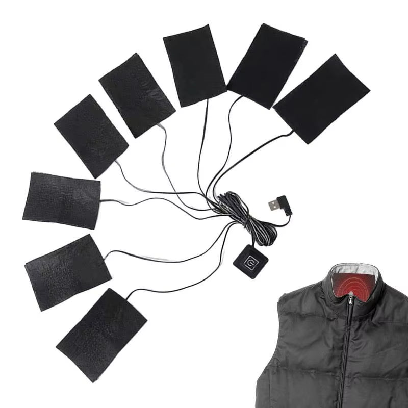USB Electric Heating Pad for Clothes 8 in 1 Jackets Warming Heating Pad Winter Sport Vest Heated Mat Carbon Fiber Heating Cloth