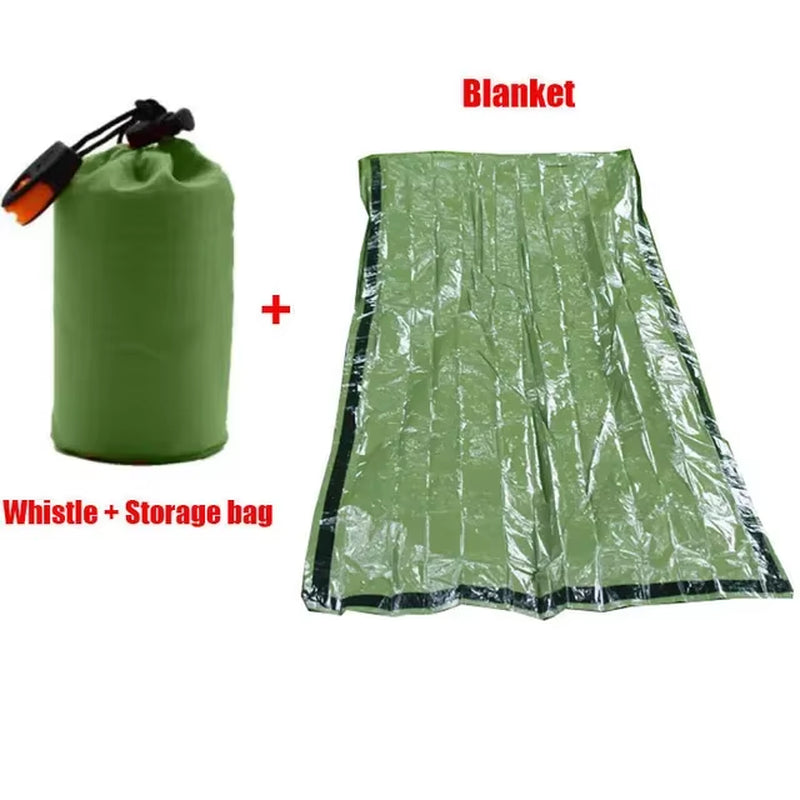2 Person Emergency Shelter Bivy Survival Tent Kit Mylar Tube Tent Sleeping Bag Waterproof Outdoor SOS Thermal Blanket Reusable