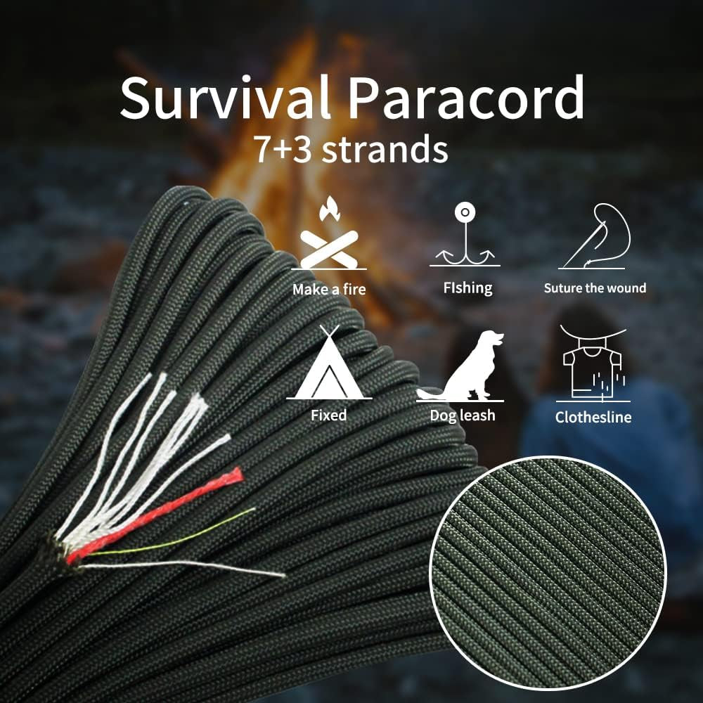 Survival Paracord Parachute Fire Cord Survival Ropes Red Tinder Cord PE Fishing