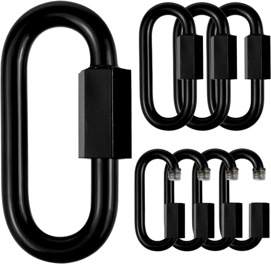 Stainless Steel Chain Quick Links- Locking Carabiners, Chain Hooks, Twist Key Ring Screw Chain Link,Black