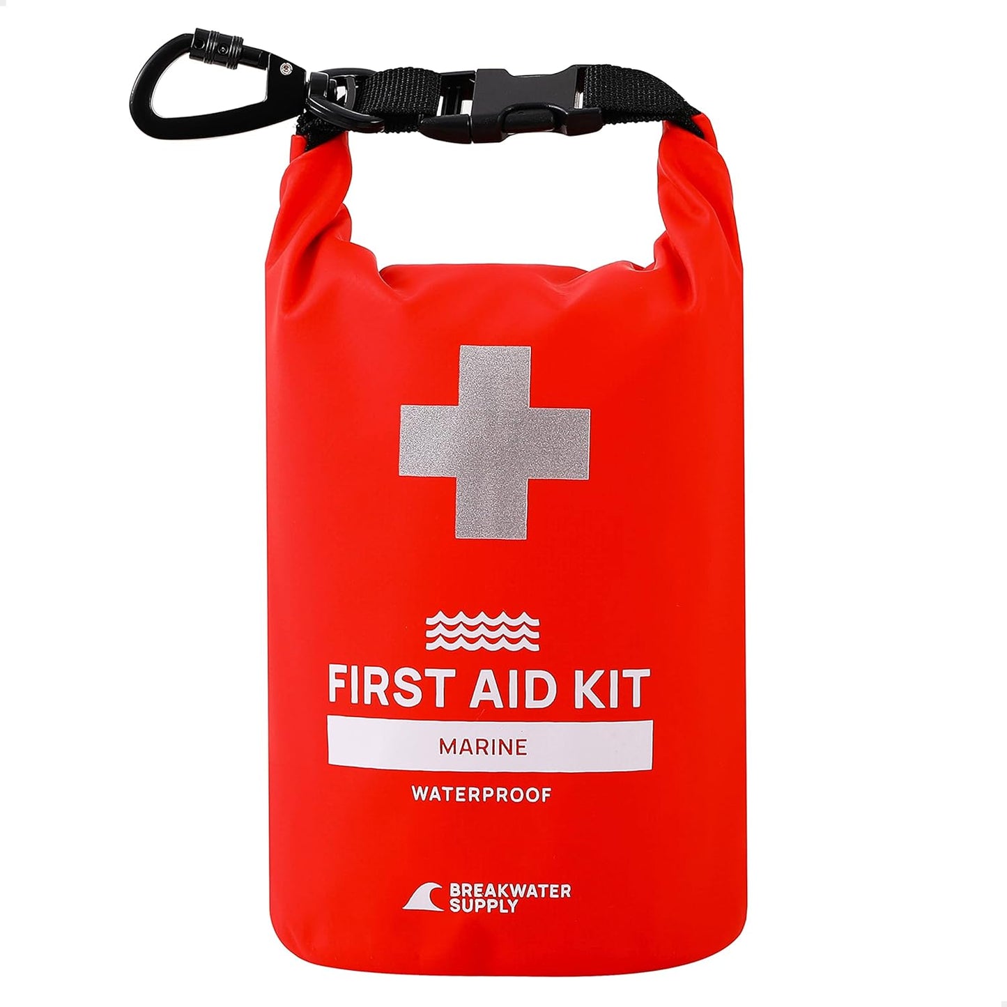 ™ Waterproof First Aid Kit Dry Bag Bug Out Bag Preloaded with Emergency Survival Prepper Supplies for Boating, Camping, Fishing + Carabiner, Floating, Reflective, AFAK/IFAK Trauma Kit