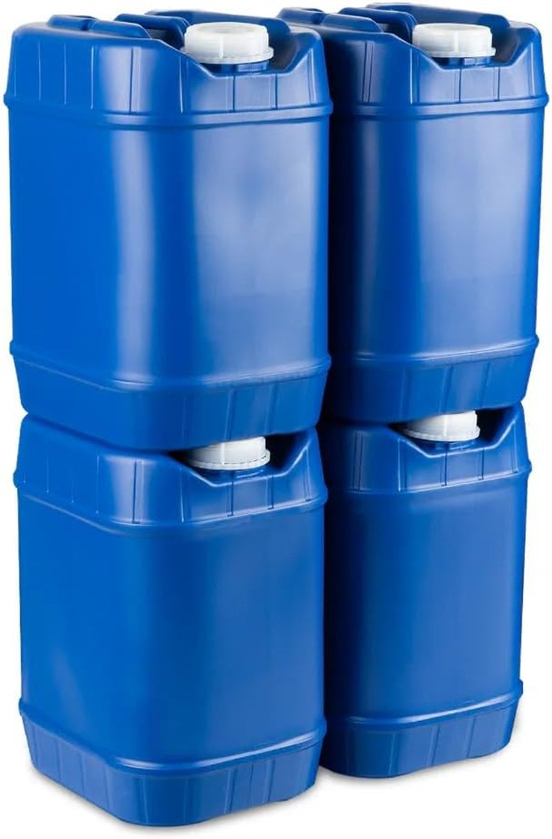 5-Gallon Stackable Water Storage Containers, Emergency Water Storage for Camping and Disaster Preparedness, 20 Gallons