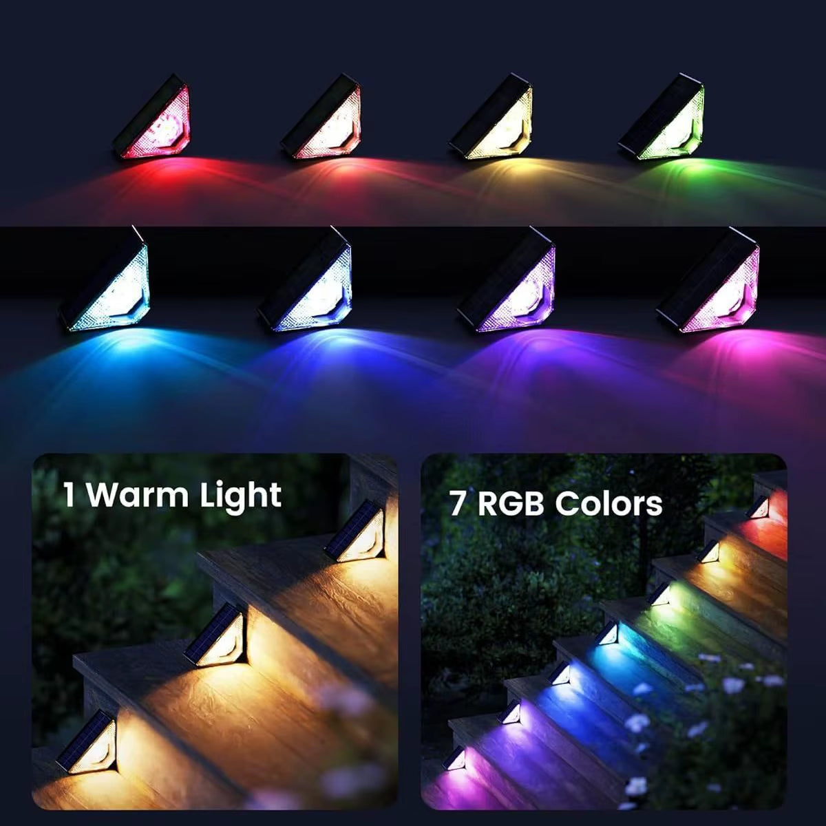 LED Solar Step Lights Warm RGB Solar Outdoor Lights Waterproof Outdoor Stair Lights Outdoor Garden Lights Solar Lamp Outdoor