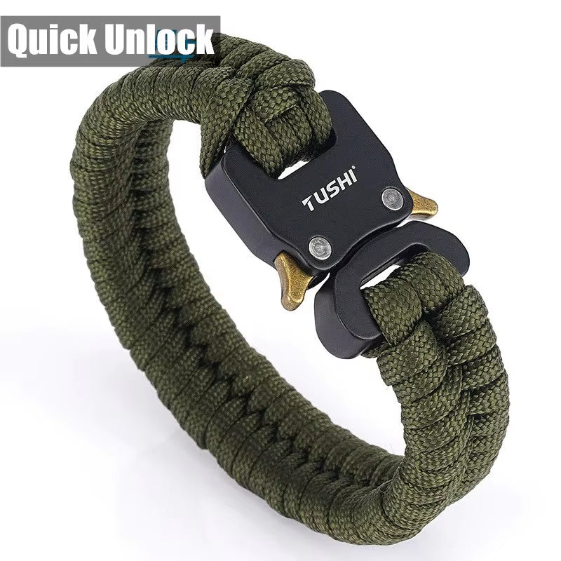 Quick Unlock Outdoor Survival Bracelet 26 Cm Wearproof Woven Hand Rope Field Survival Tool Adjustable Bracelet Unisex