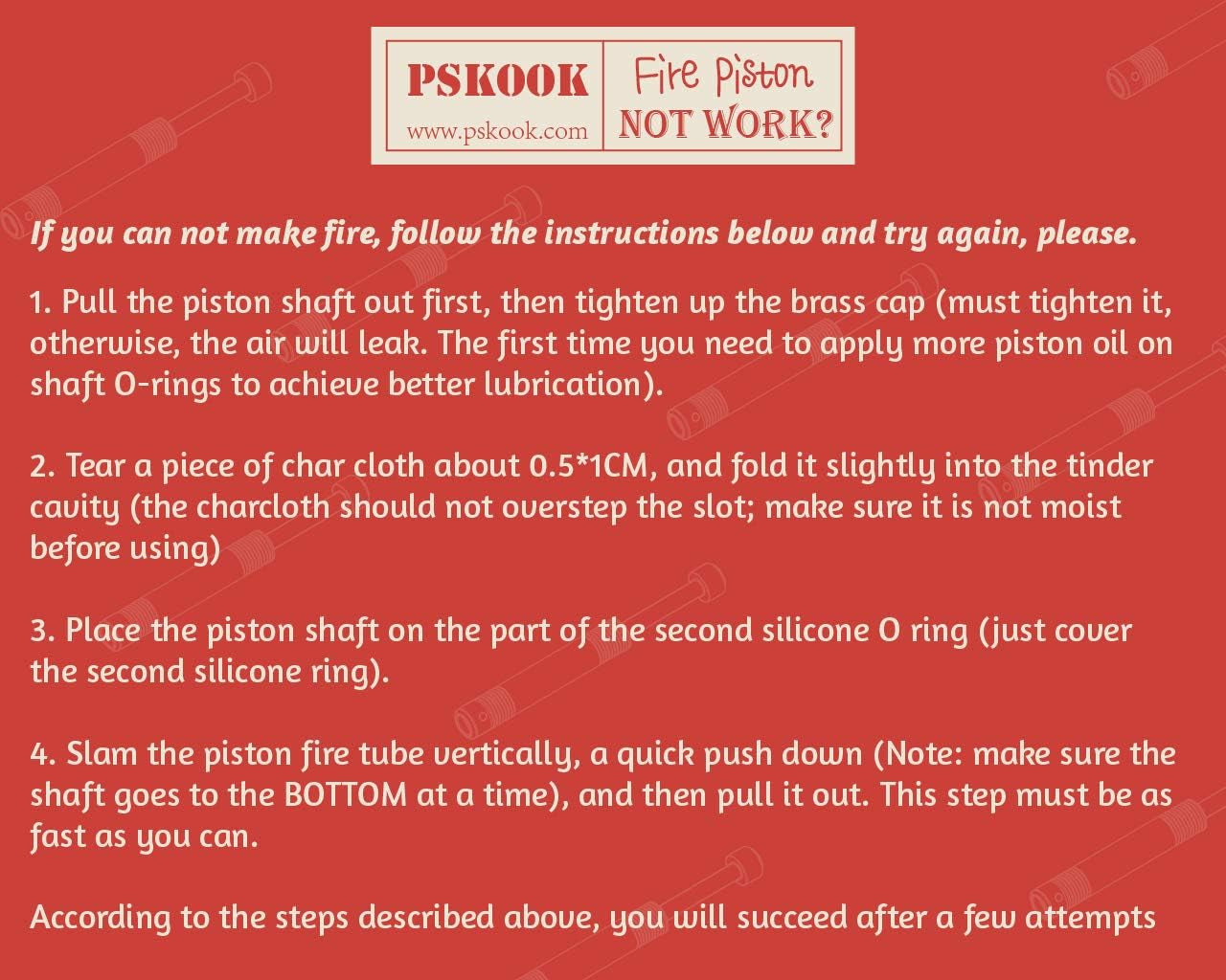 Metal Fire Piston Survival Camping Tool Educational Outdoor Scientific Lesson