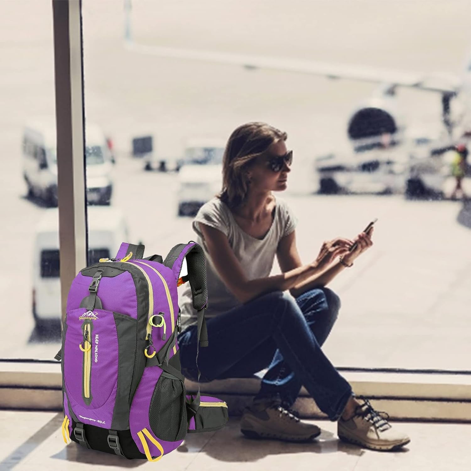 Hiking Backpack, 40L Waterproof Travel Backpack, Lightweight Hiking Backpack for Women Men, Hiking Daypacks for Camping, Travel, Climbing