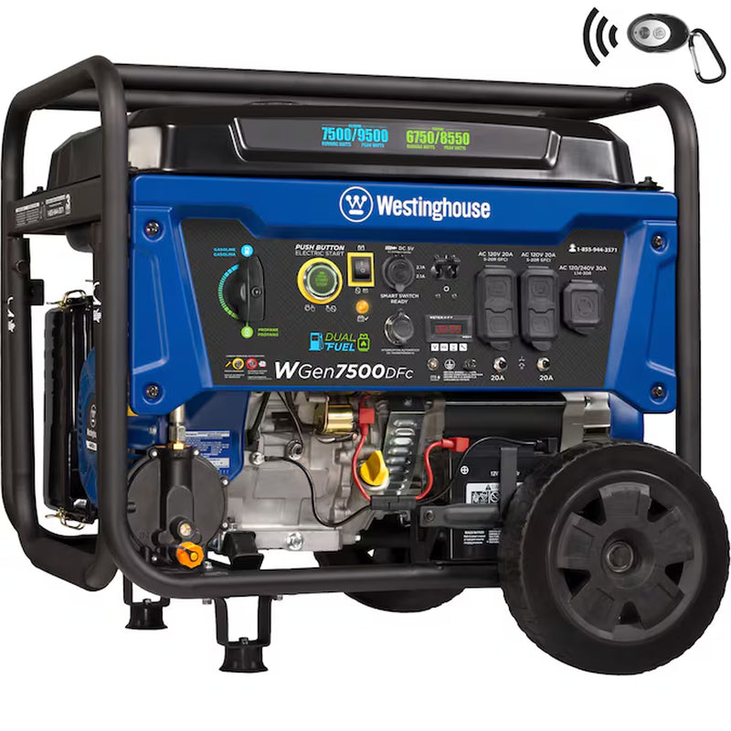 Wgen9500Dfc Remote Electric Start 12500 / 9500 -Watt Gasoline/Liquid Propane Dual Fuel Portable Generator
