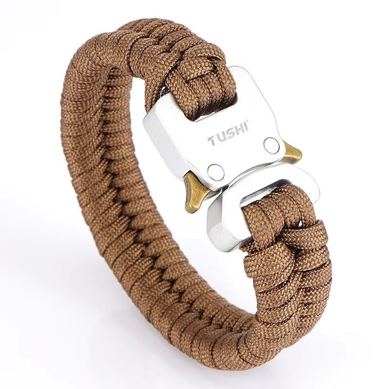 Quick Unlock Outdoor Survival Bracelet 26 Cm Wearproof Woven Hand Rope Field Survival Tool Adjustable Bracelet Unisex