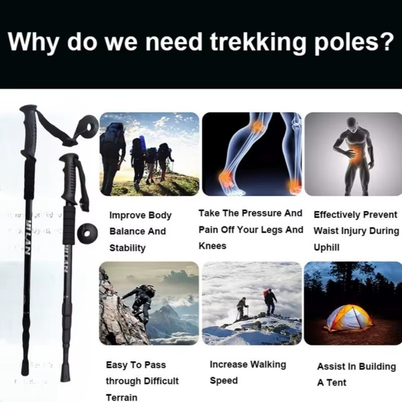 Hiking Trekking Poles, Collapsible,Lightweight, anti Shock, Hiking or Walking Sticks,Adjustable Hiking Pole for Men and Women