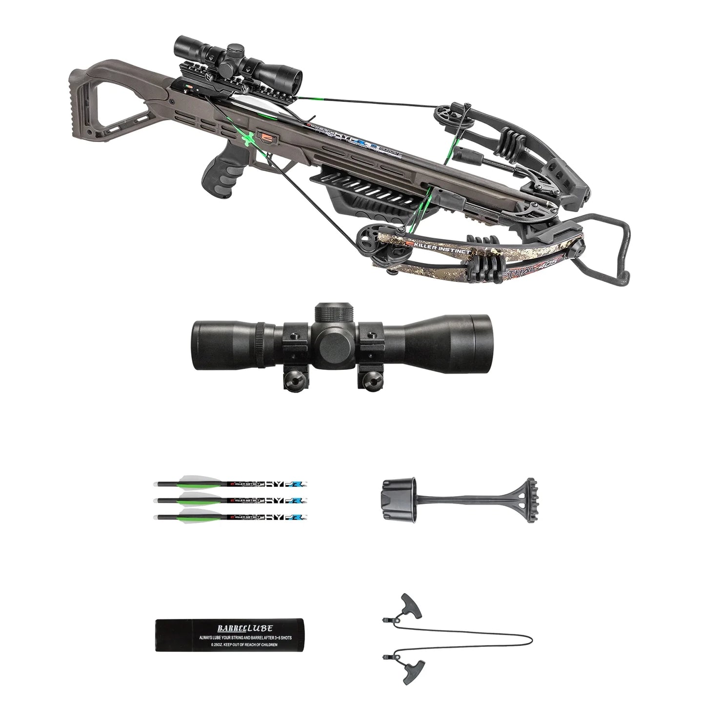 Lethal 405 Crossbow Bow Archery Pro Package with 3 Bolts, Camo