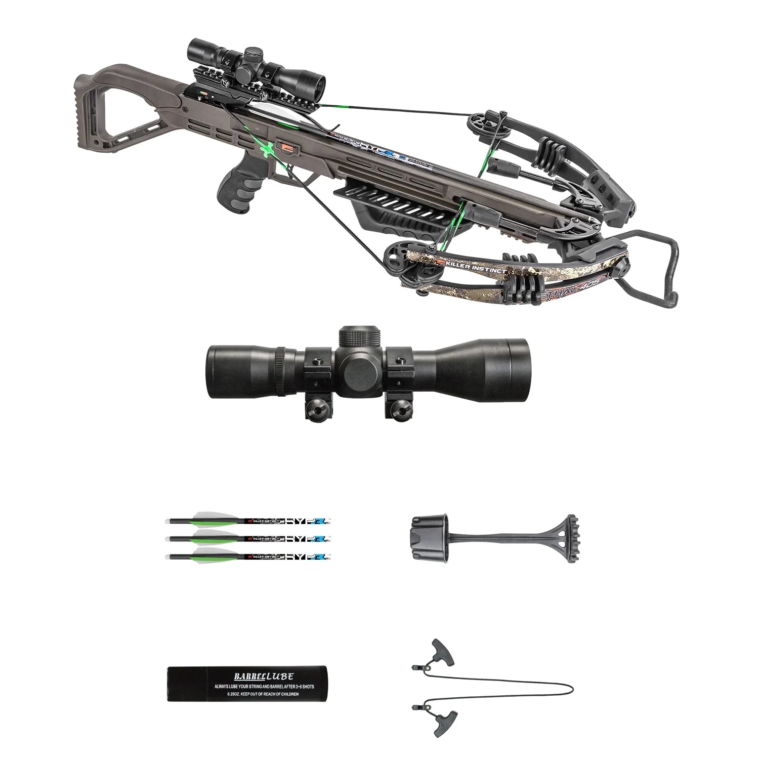 Lethal 405 Crossbow Bow Archery Pro Package with 3 Bolts, Camo