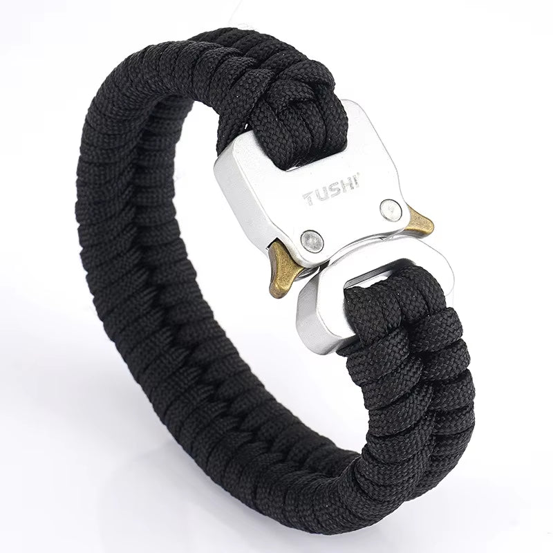 Quick Unlock Outdoor Survival Bracelet 26 Cm Wearproof Woven Hand Rope Field Survival Tool Adjustable Bracelet Unisex