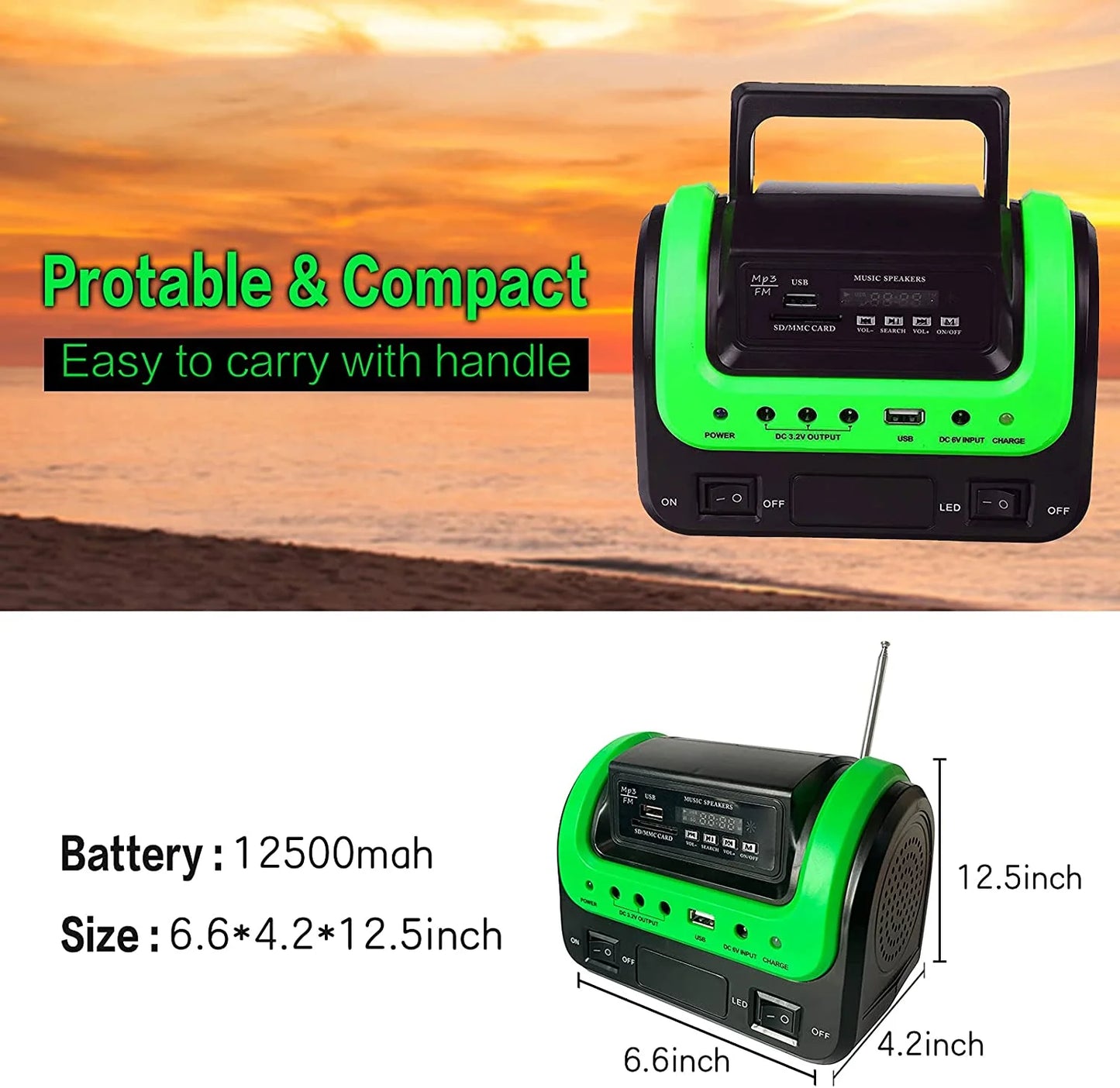 Solar Generator Portable with Solar Panel Solar Power Generators Portable Power Station with Bulb Rechargeable Power Supply