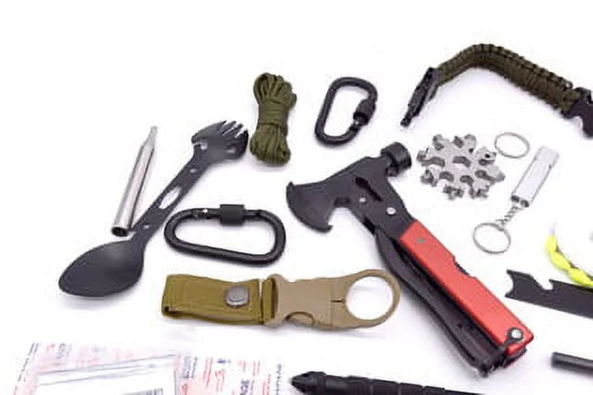Survival Tool Kit – First Aid Gear Tool | Emergency Compatible Bag Equipment for Outdoor Adventure, Hunting, Hiking | Gift for Men, Husband, Father | Camping Tools & Accessories