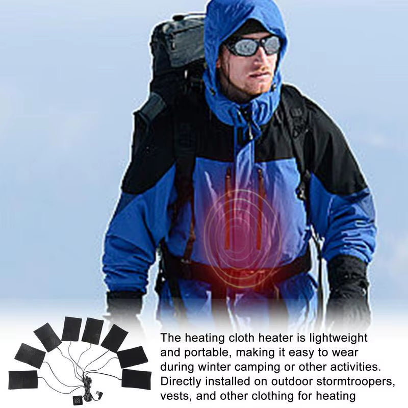 USB Electric Heating Pad for Clothes 8 in 1 Jackets Warming Heating Pad Winter Sport Vest Heated Mat Carbon Fiber Heating Cloth